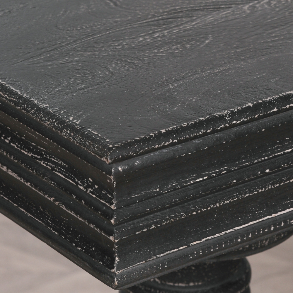 Product photograph of Distressed Black Painted Wooden 2 Drawer Console Table from Choice Furniture Superstore.